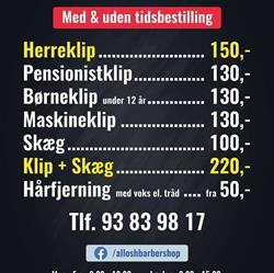 Allosh Barbershop, Skælskør åbningstider