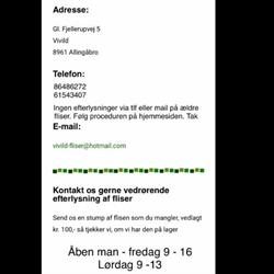Vivild Fliser, Allingåbro åbningstider